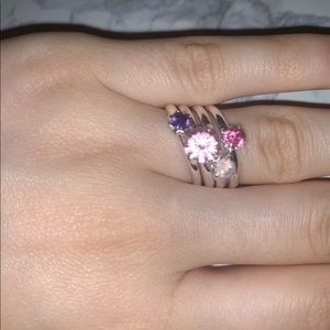 Set of Four Silver toned Rings